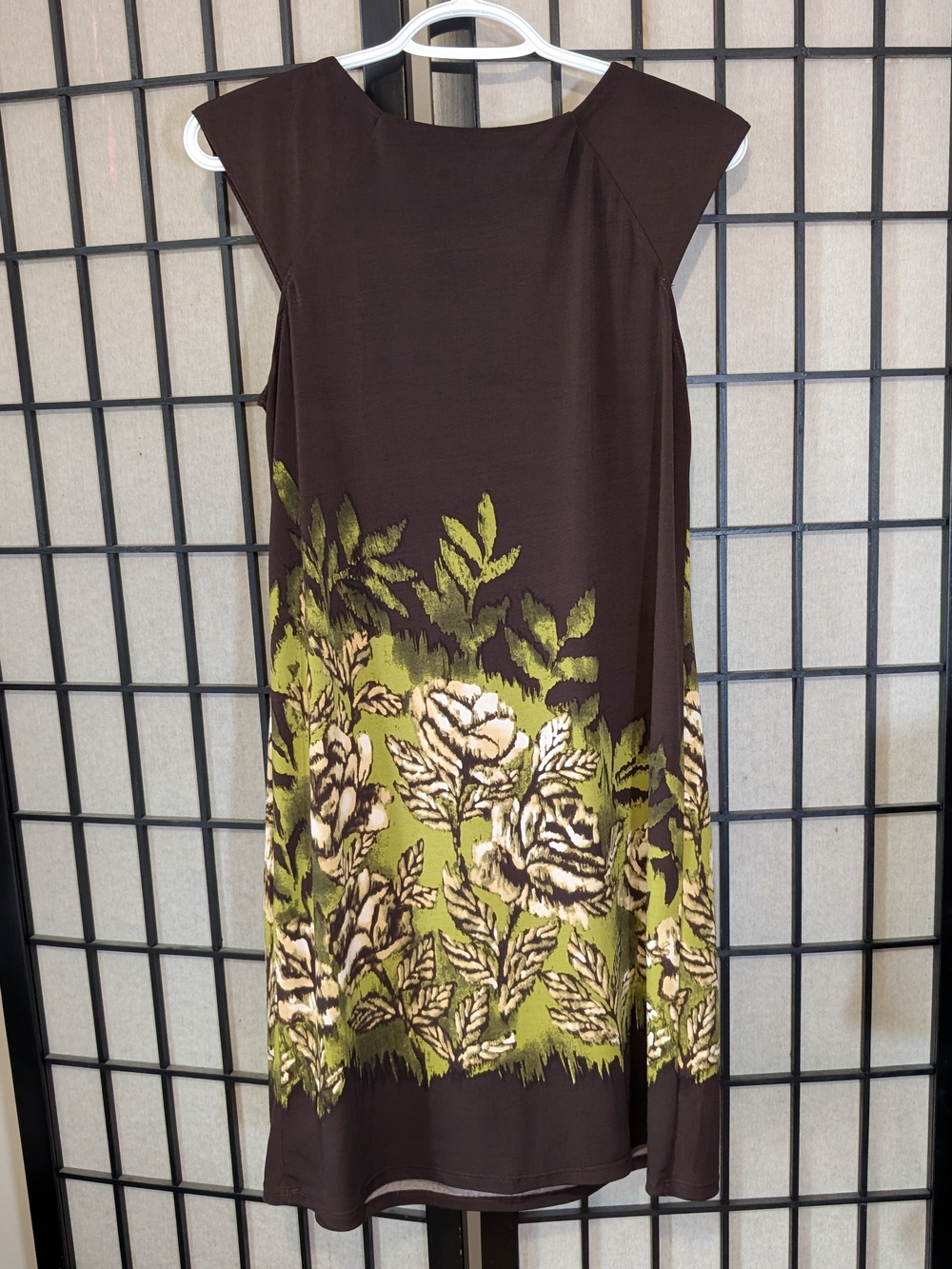 Jessica Floral A-Line Dress with Green Accent Sz 12P